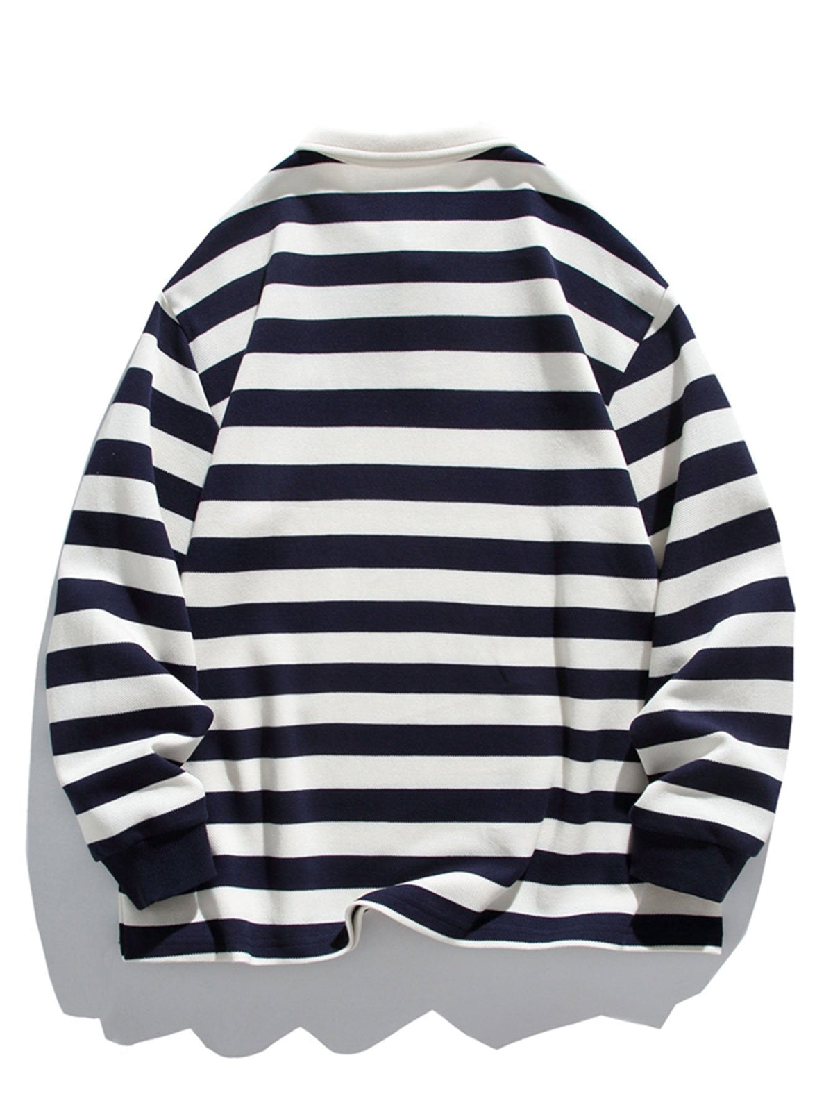 Relax Fit Waffle Striped Polo Sweatshirt