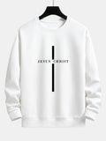 Jesus Christ Stripe Print Relax Fit Sweatshirt