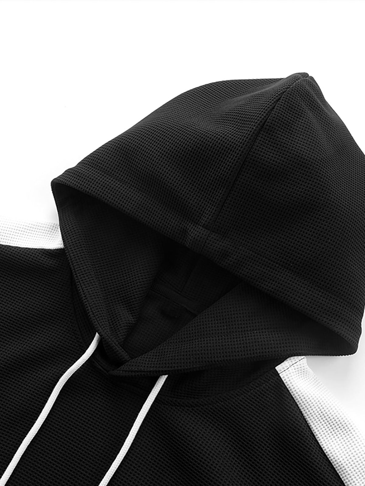 Color-Block-Waffelstrick-Kapuzenpullover