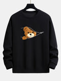 Zipper Bear Print Relax Fit Sweatshirt