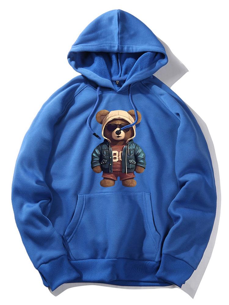 Kapuzenpullover mit Bären-im-Lederjacken-Print