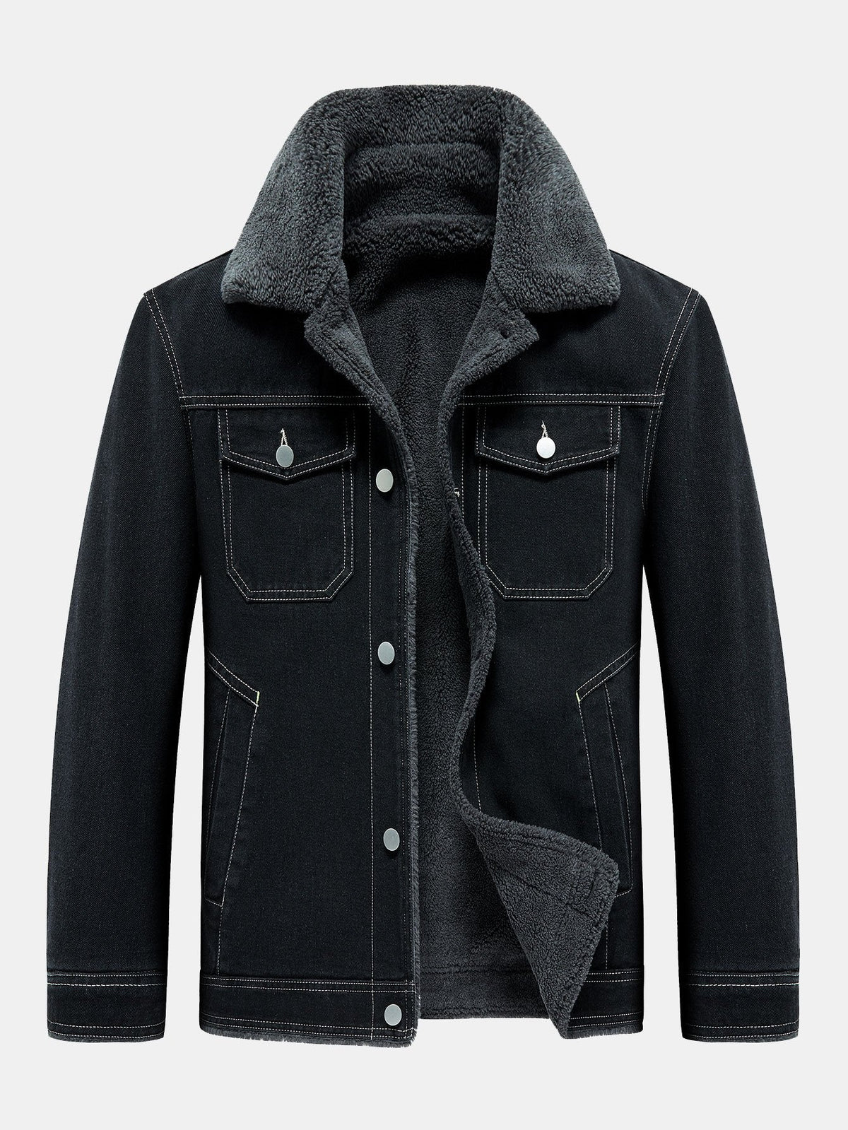Denim Borg Lined Utility Jacket