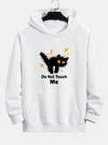 Angry Cat Print Relax Fit Hoodie