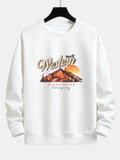 Mountain Landscape Illustration Print Relax Fit Sweatshirt