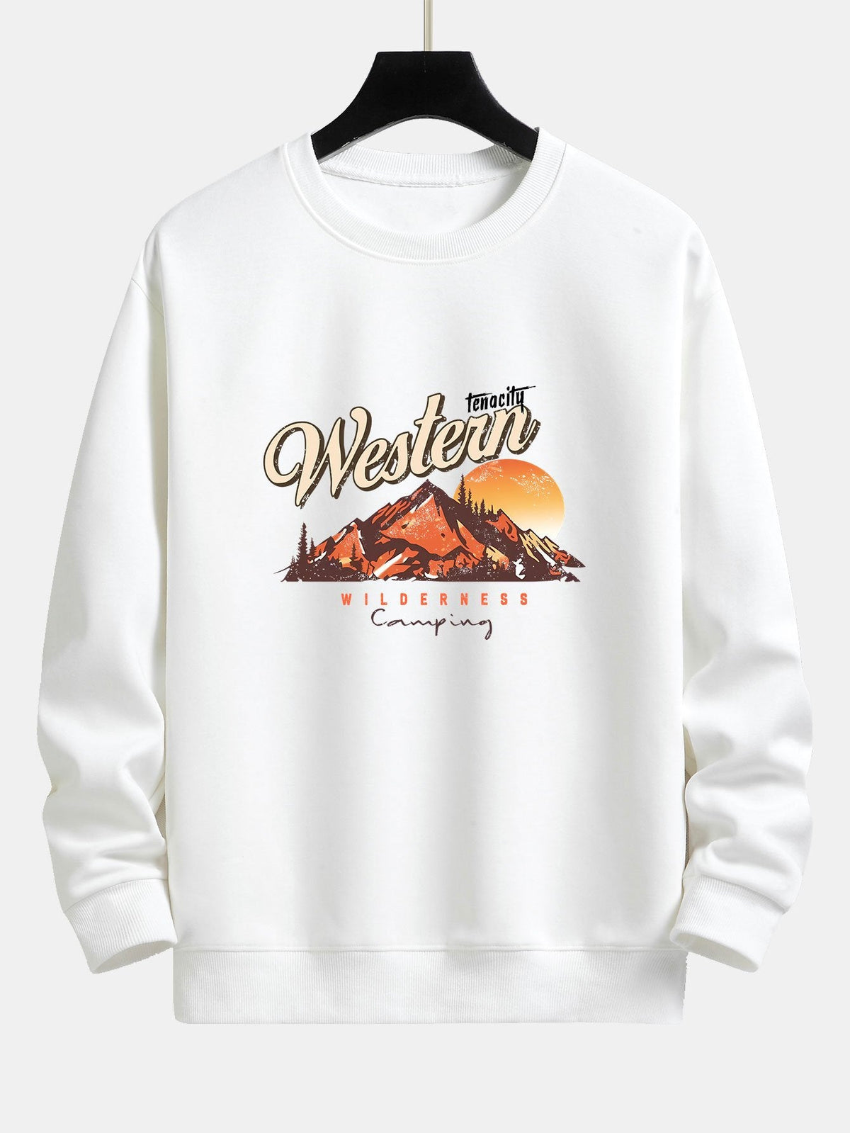 Mountain Landscape Illustration Print Relax Fit Sweatshirt