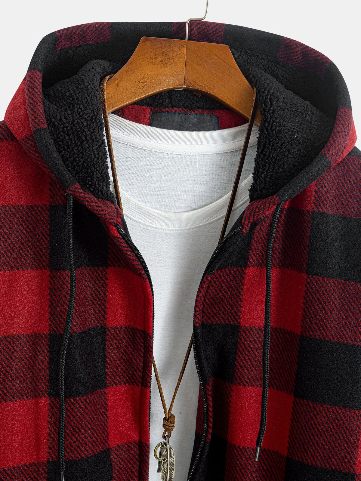 Teddy Fleece Lined Flannel Plaid Hoodie