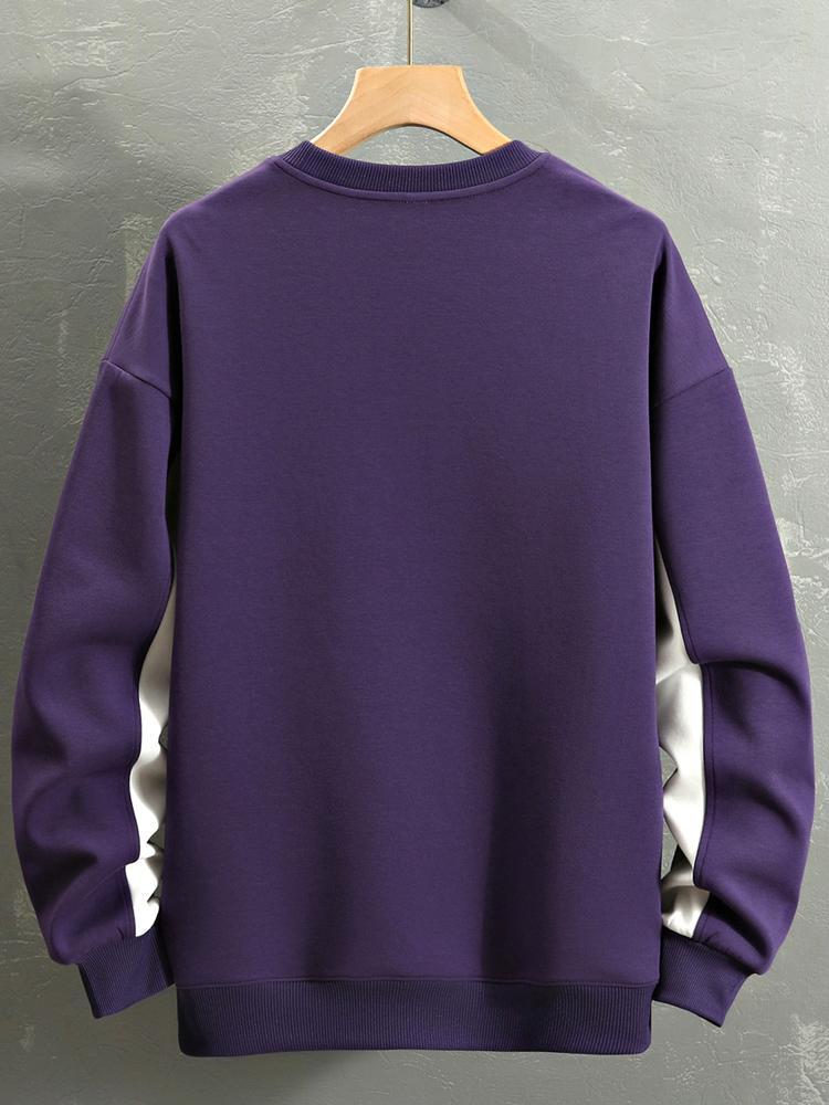 Oversize Slogan Color Block Sweatshirt