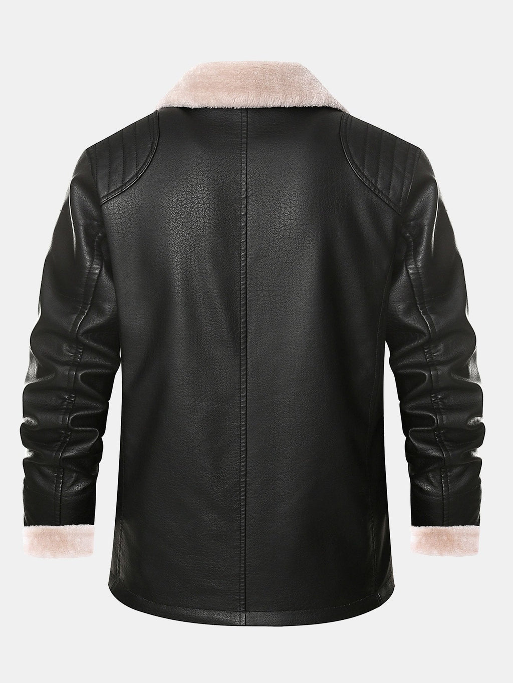 Faux Fur Lined PU Leather Blazer