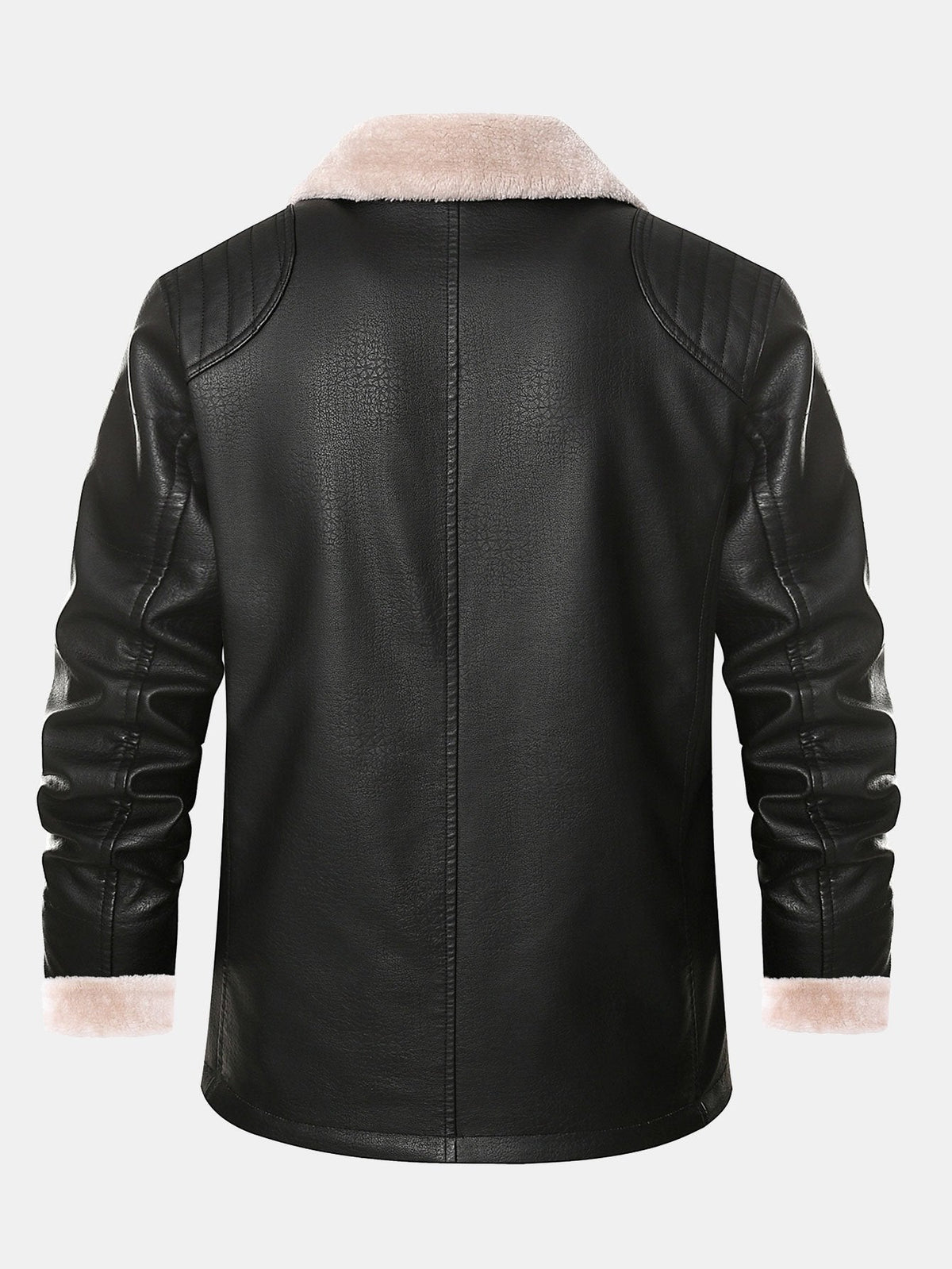 Faux Fur Lined PU Leather Blazer