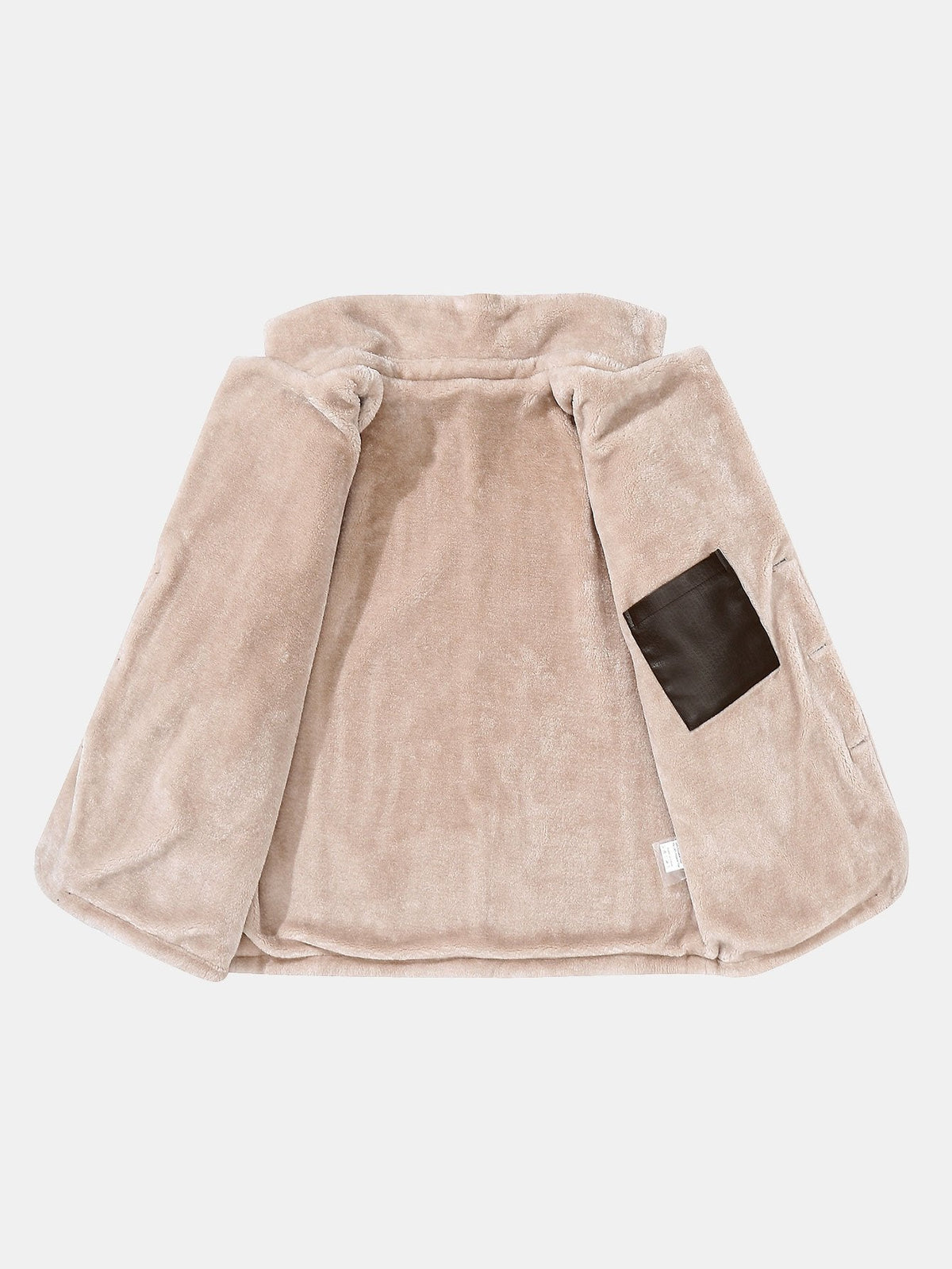 Faux Fur Lined PU Leather Blazer