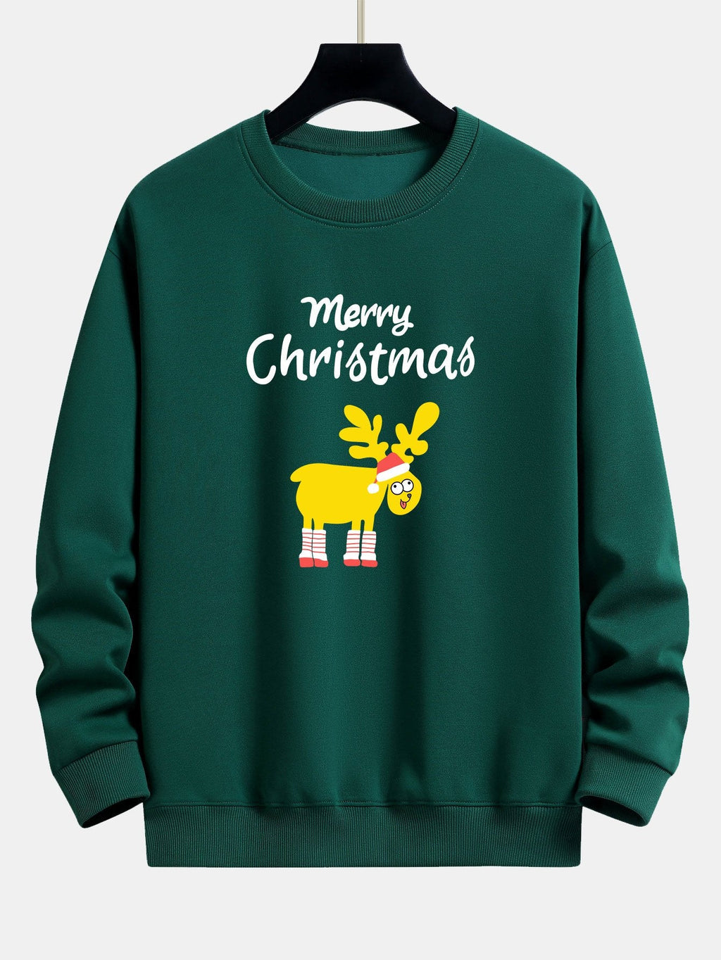Christmas Elk Print Relax Fit Sweatshirt