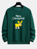 Christmas Elk Print Relax Fit Sweatshirt