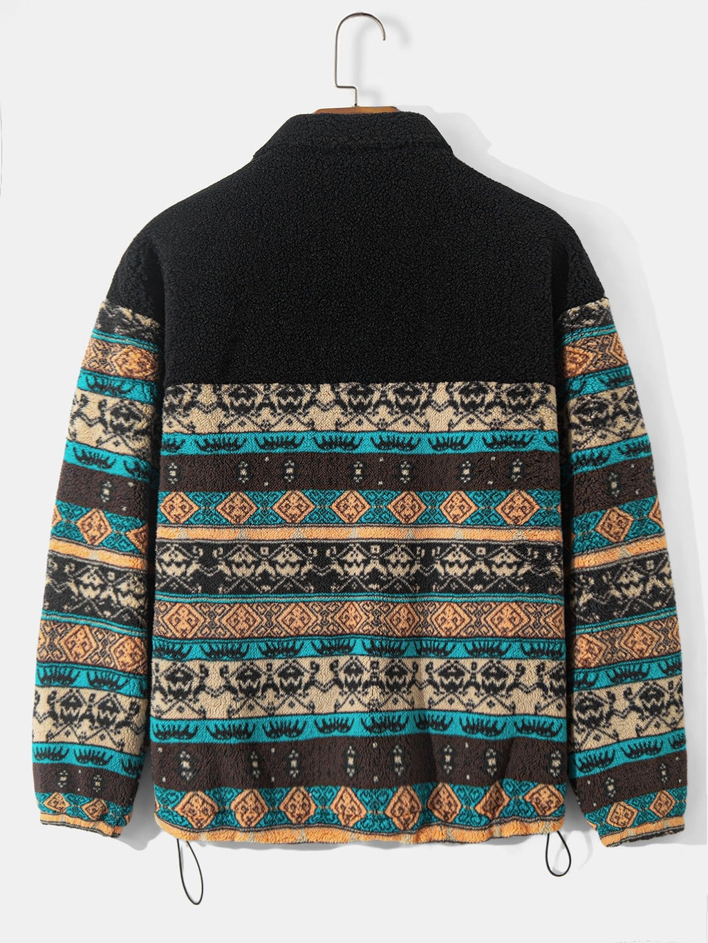 Teddy Fleece Ethnic Print Coat