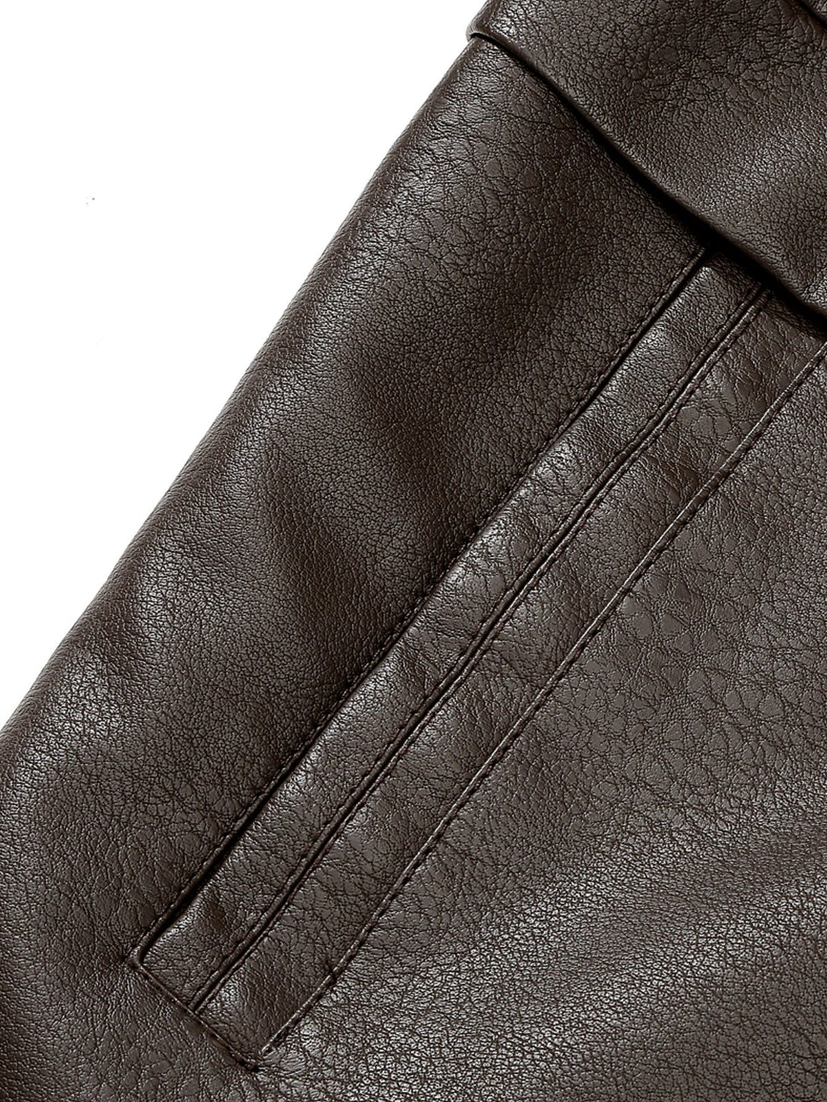 Faux Fur Lined PU Leather Blazer