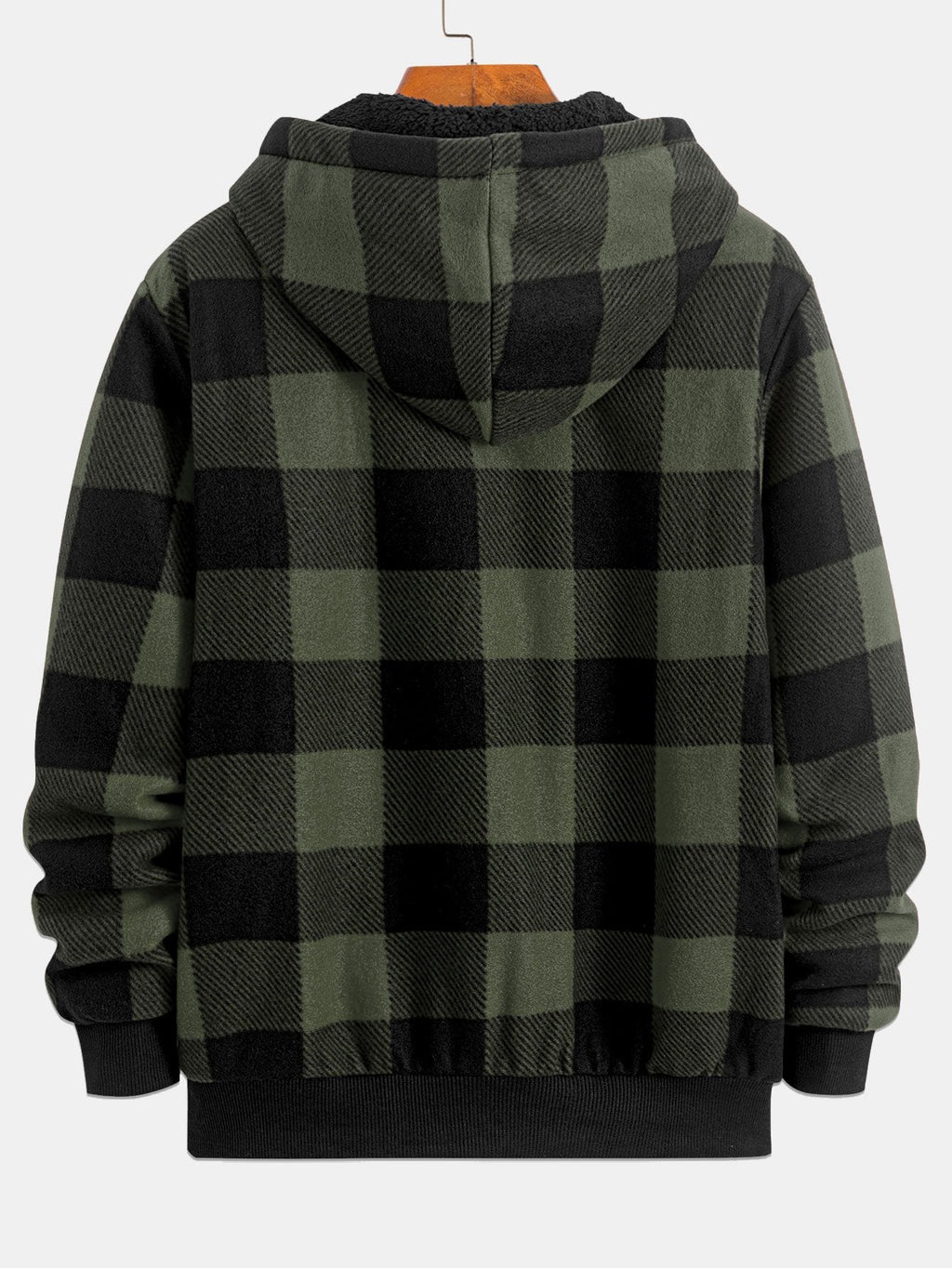 Teddy Fleece Lined Flannel Plaid Hoodie