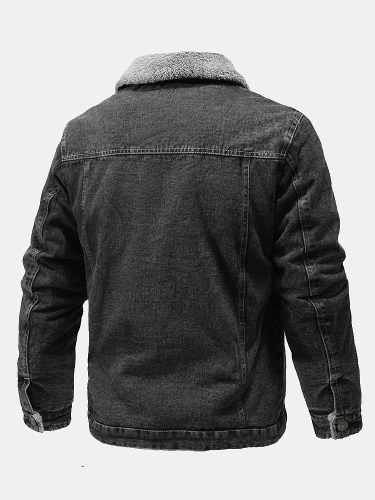 Teddy Lined Washed Denim Jacket