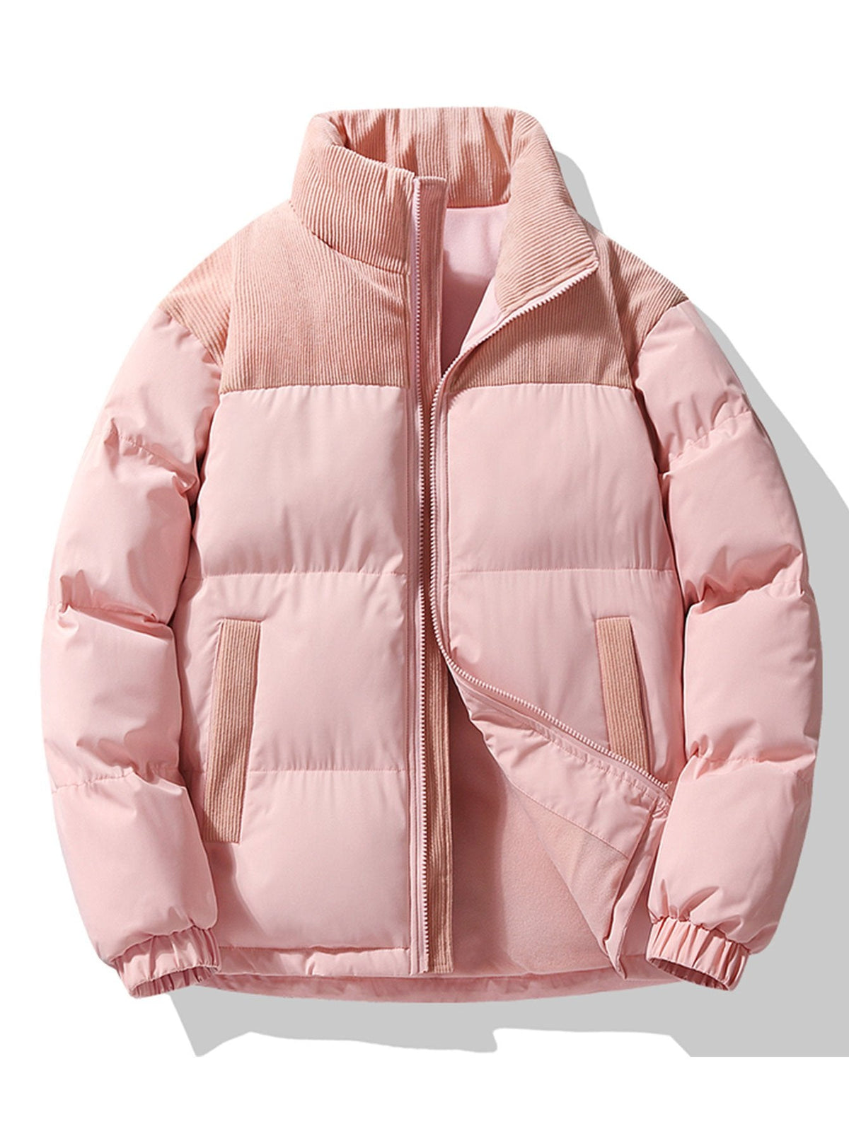Corduroy Patchwork Puffer Jacket