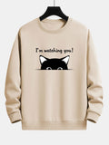 Cute Cat Slogan Print Relax Fit Sweatshirt