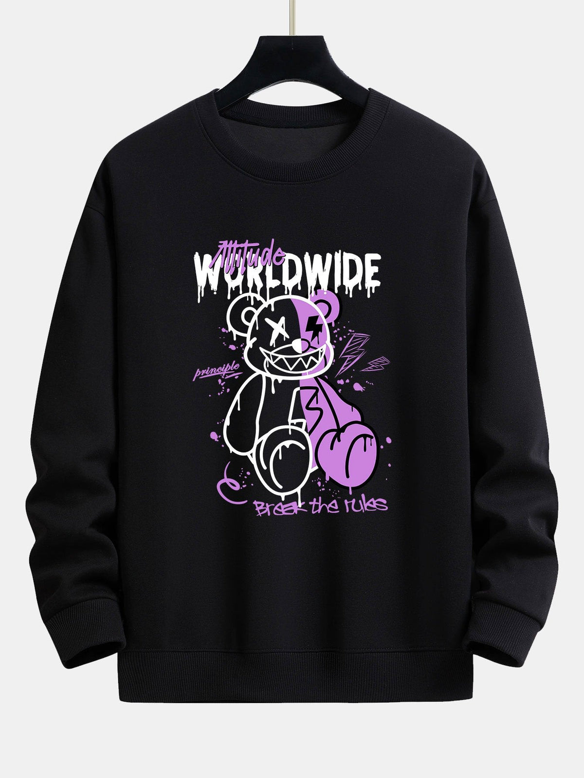 Graffiti Slogan Bear Print Relax Fit Sweatshirt