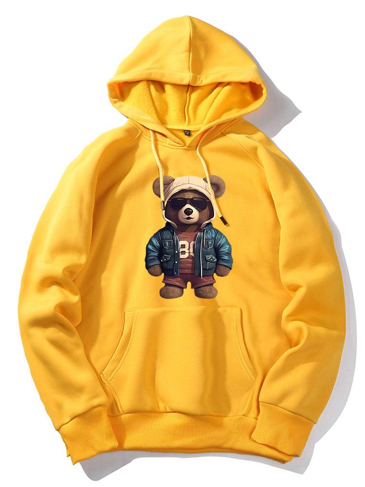 Kapuzenpullover mit Bären-im-Lederjacken-Print