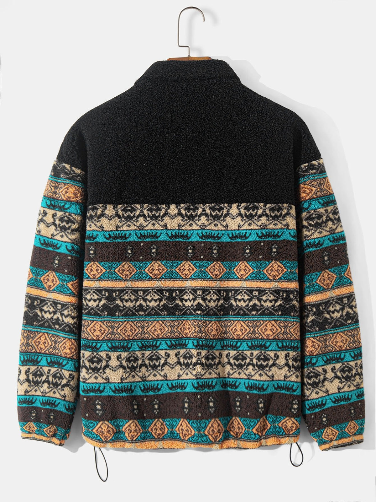 Teddy Fleece Ethnic Print Coat