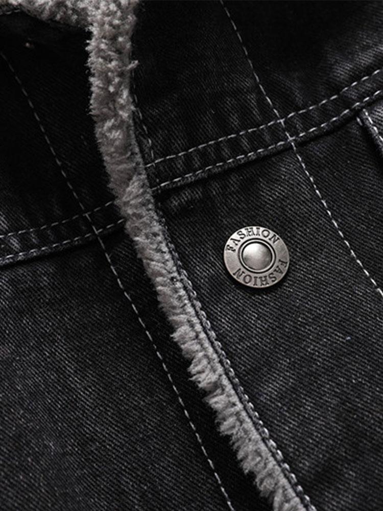 Teddy Lined Washed Denim Jacket