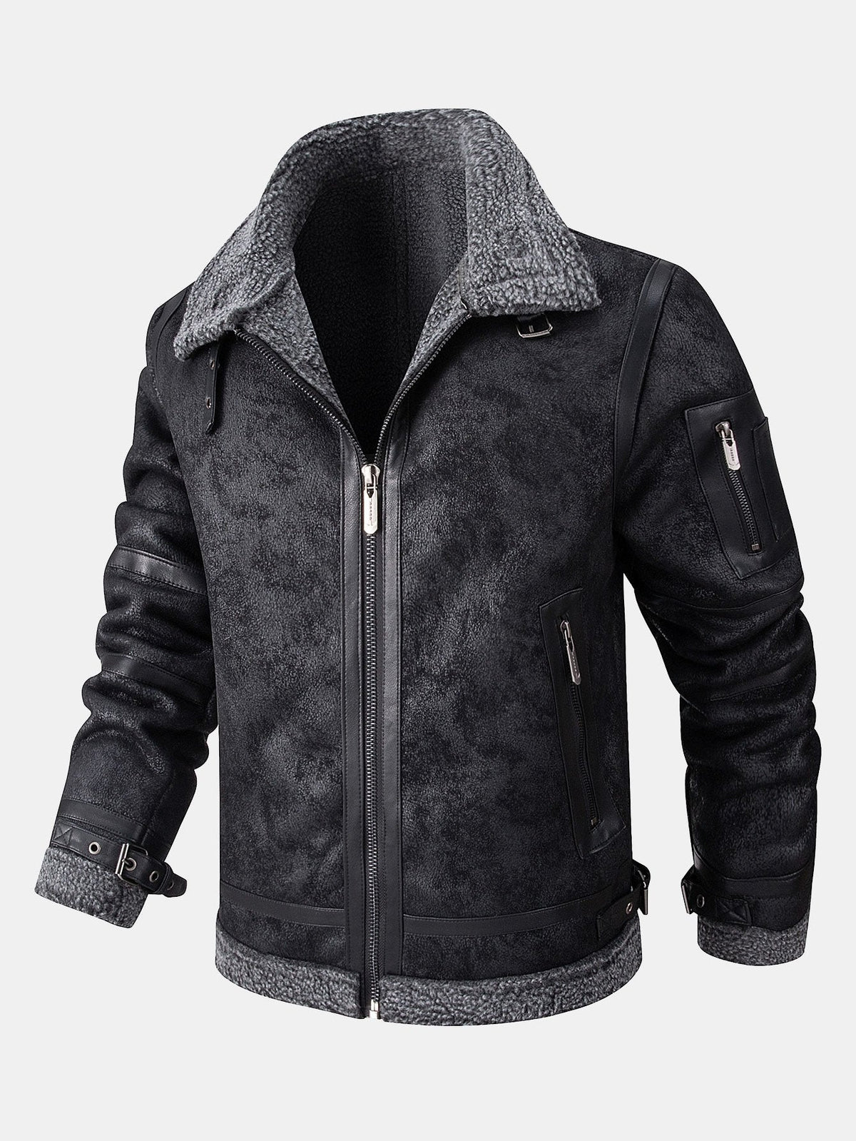 Faux Fur Lined Suede Jacket
