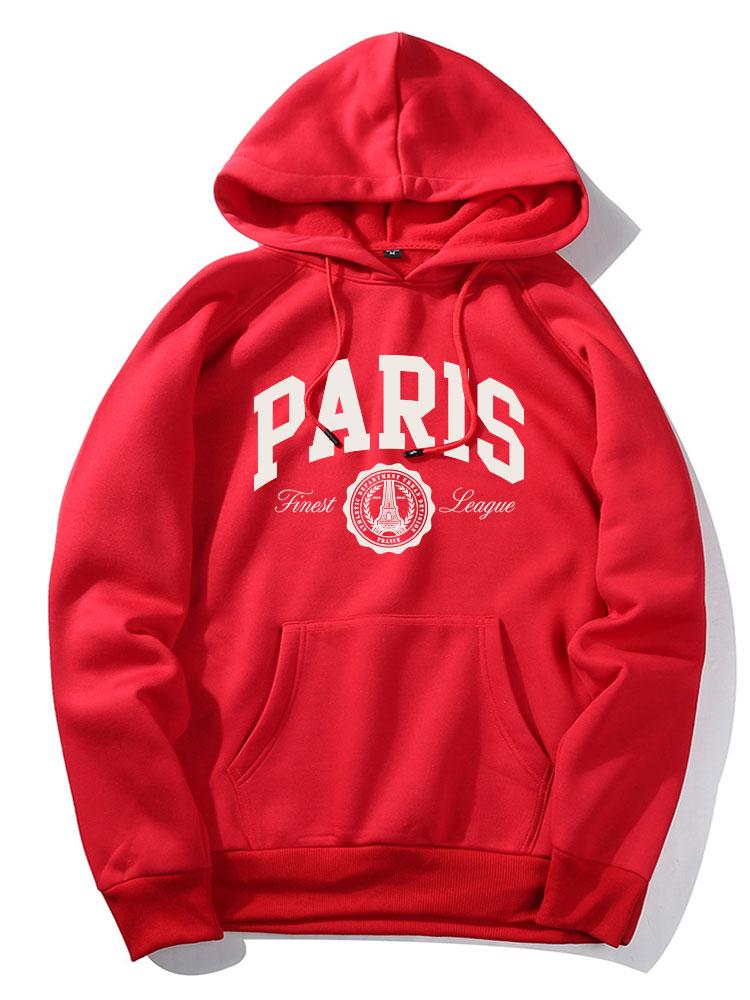 Paris Varsity Print Hoodie