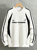 Oversize Racing Slogan Color Block Sweatshirt