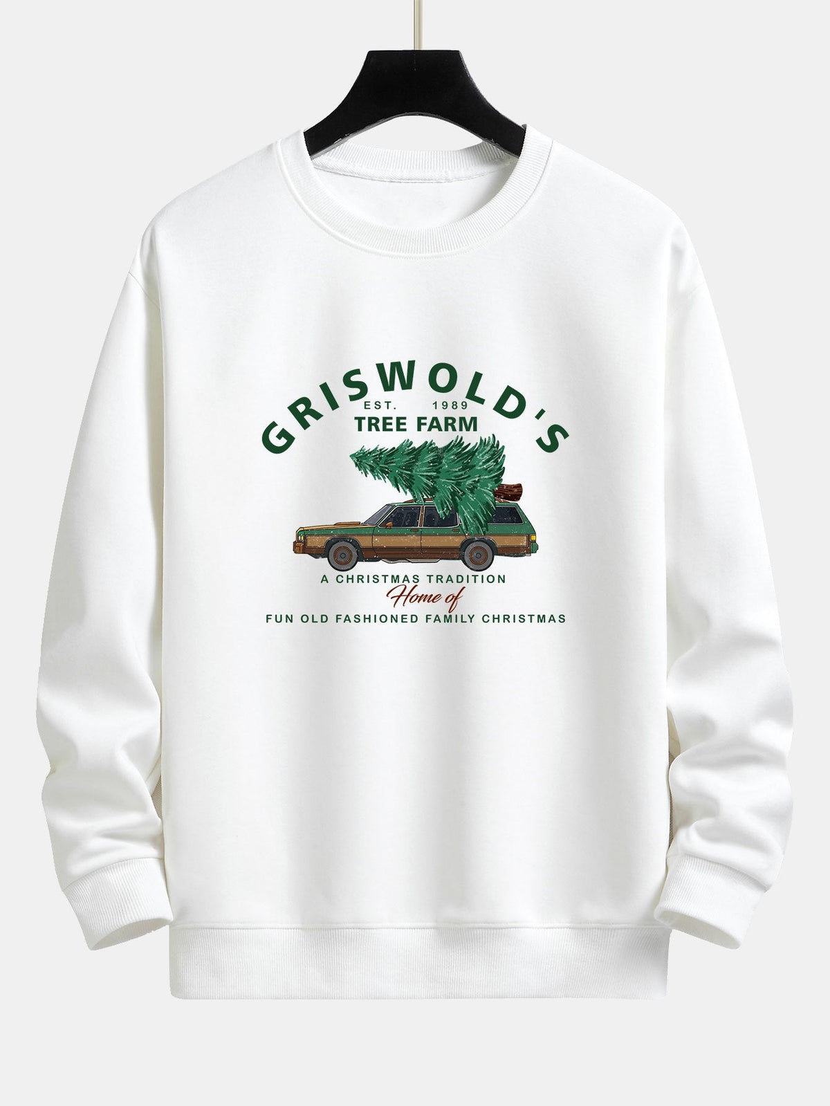 Car Christmas Tree Print Relax Fit Sweatshirt
