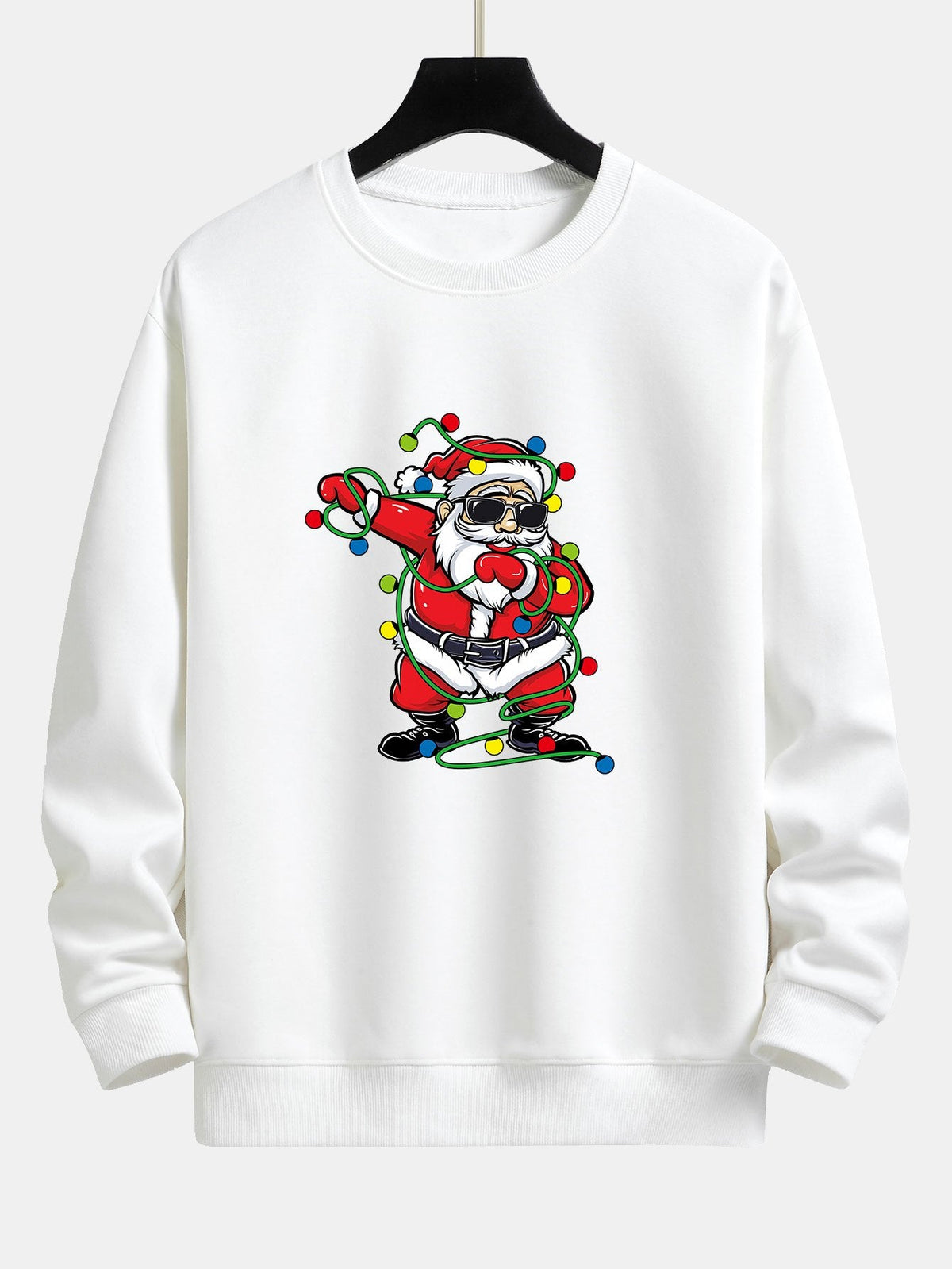 Christmas Lights Santa Claus Print Relax Fit Sweatshirt