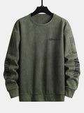 Letter Print Suede Crew Neck Sweatshirt