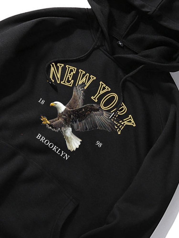 New York Eagle Print Hoodie