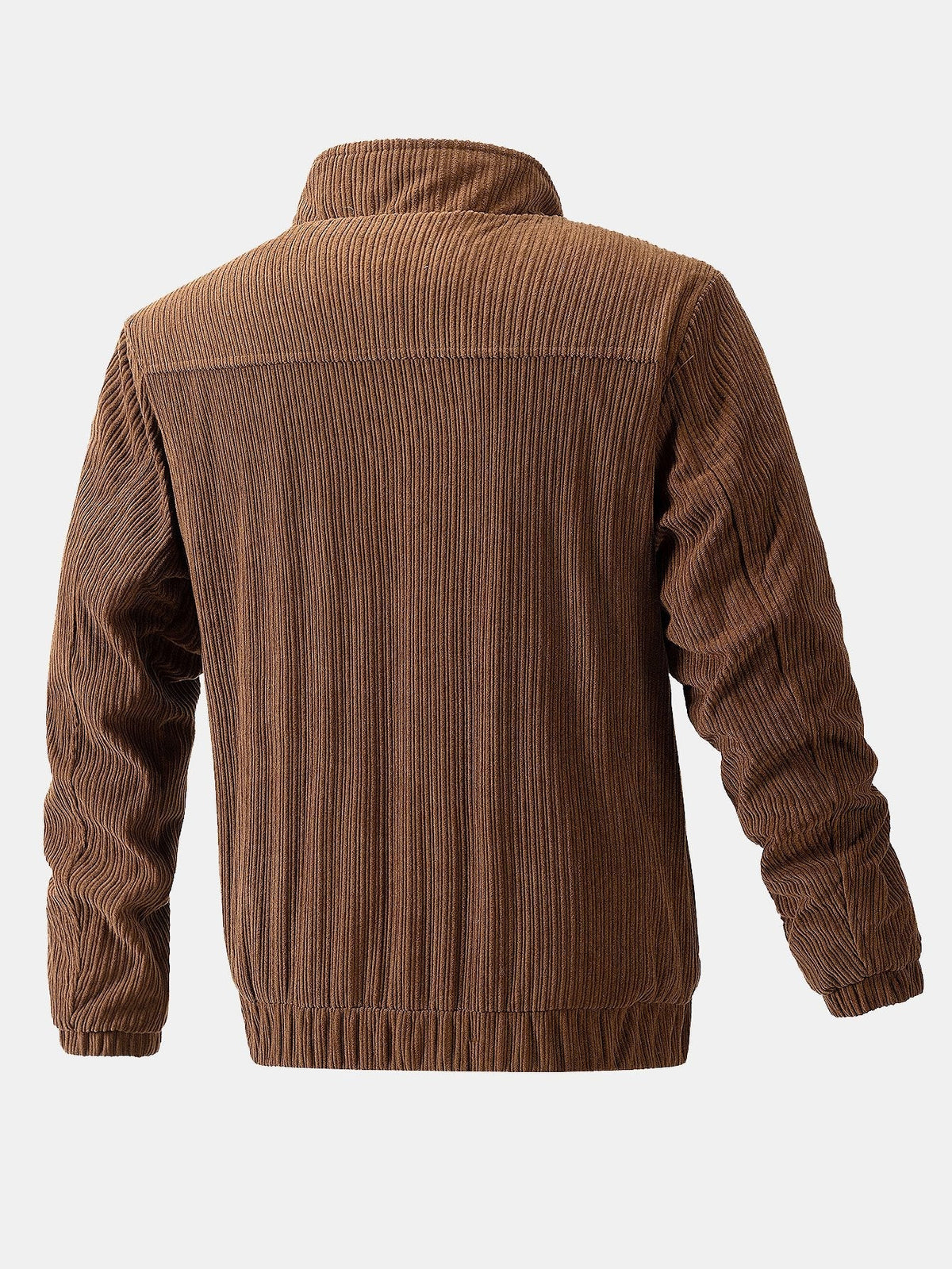 Funnel Neck Zipped Corduroy Jacket
