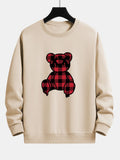 Red Checkered Bear Print Relax Fit Sweatshirt