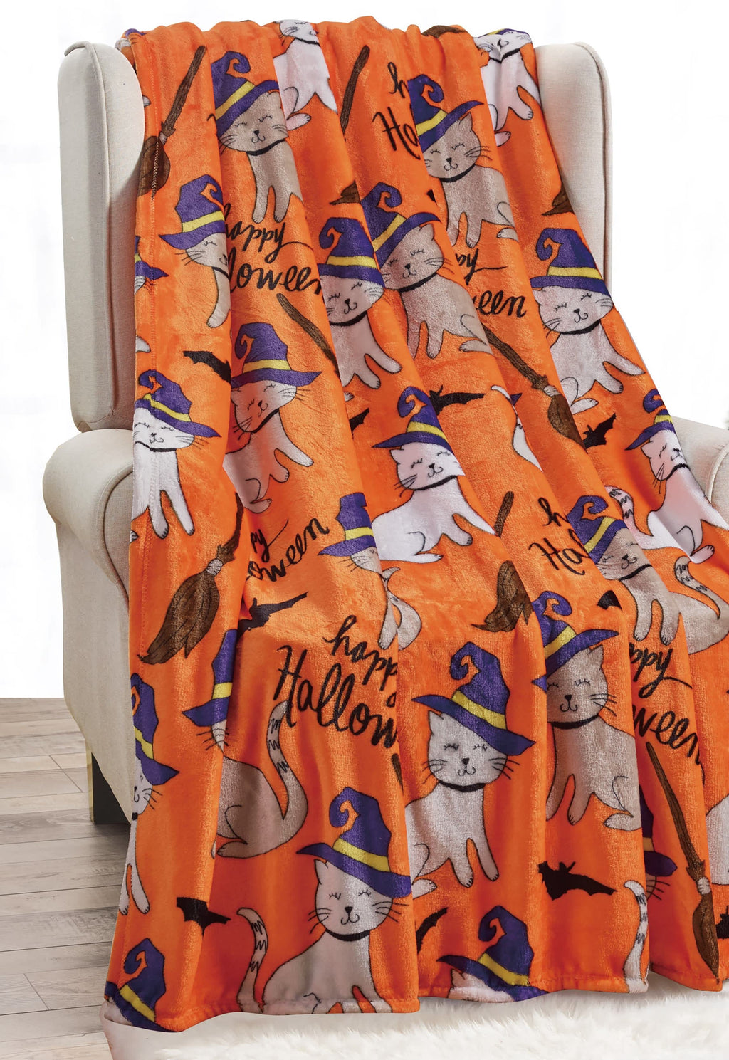 Noble House Halloween Cats Throw Blanket