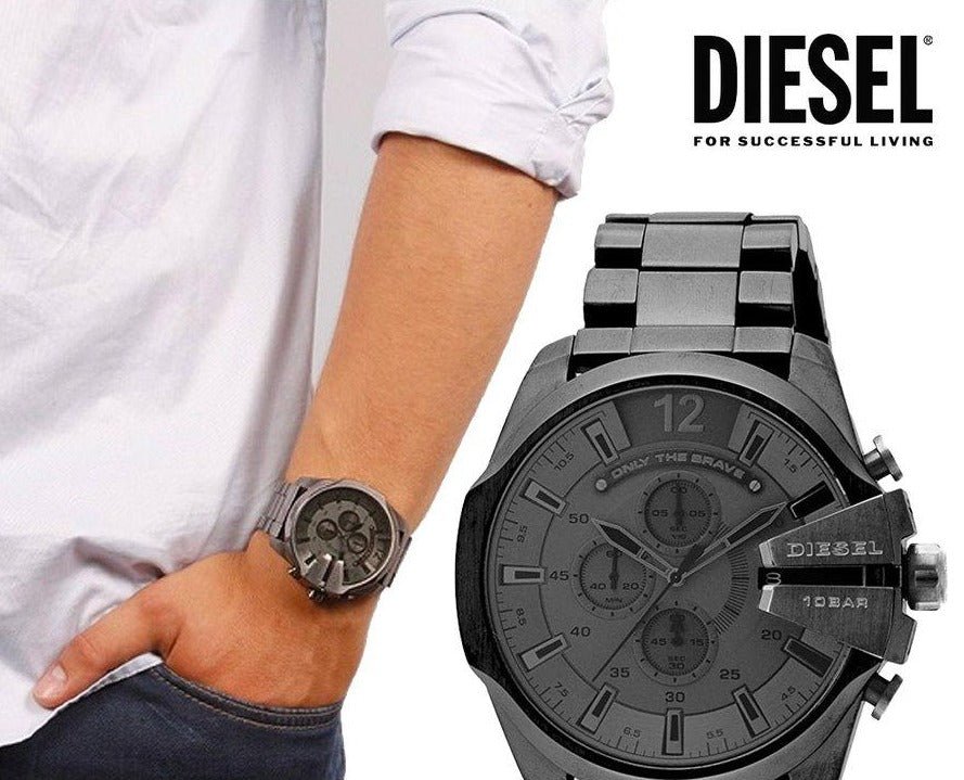 Diesel DZ4282 Mega Chief Chronograph Herrenuhr – Graues Zifferblatt & graues Edelstahlarmband