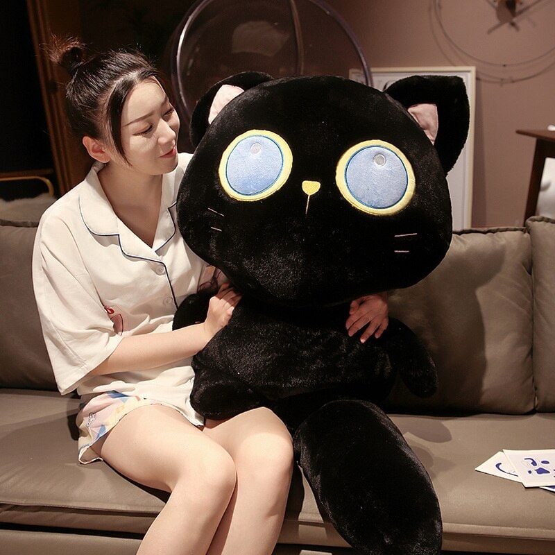Enchanting Blue-Eyed Black Cat Plushie - Arrayah
