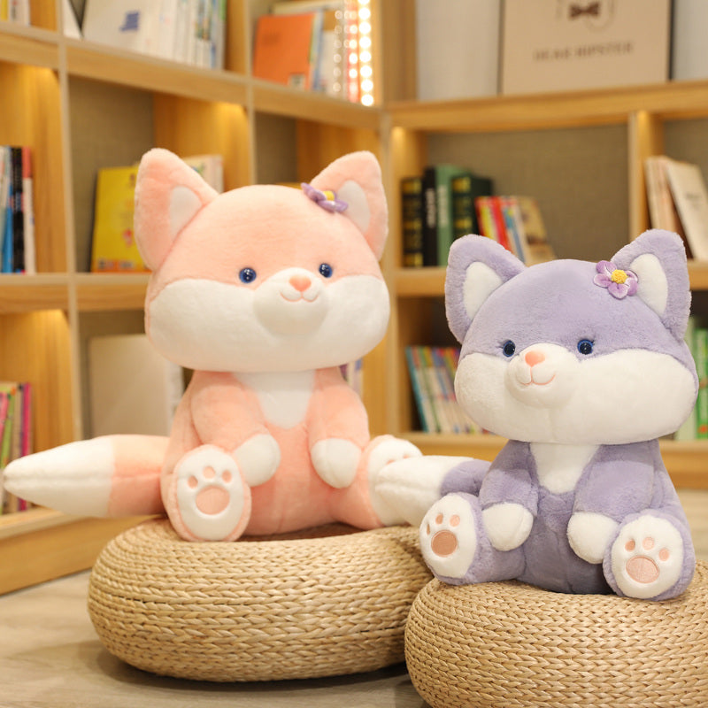 Charming Pastel Flower Fox Plushies: Asami & Akira Duo