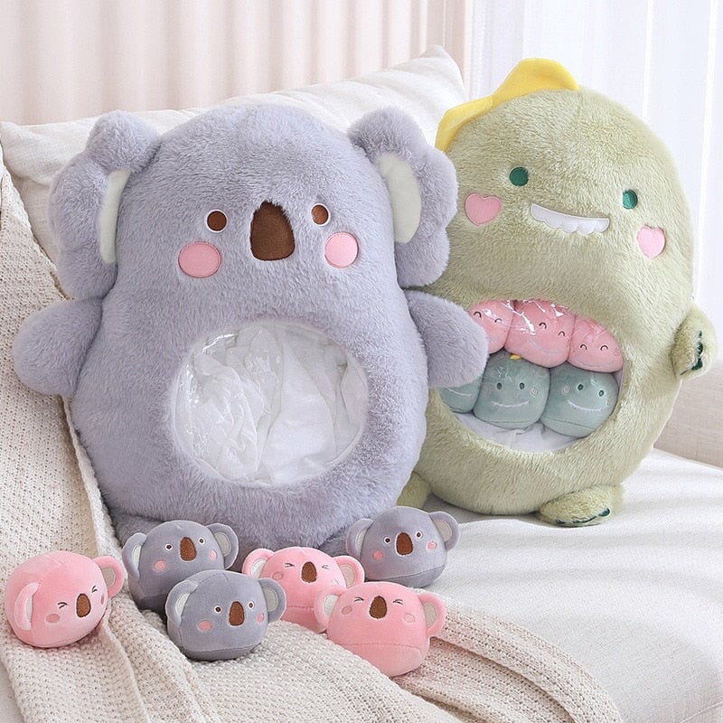 Adorable Plushie Collection: Koala, Dino, Bunny & Panda Friends in a Fun Bag!