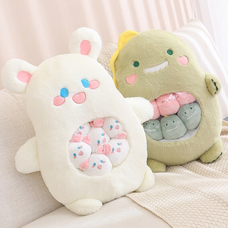 Cuddly Plushie Collection: Koala, Dino, Bunny, and Panda Friends in a Bag!