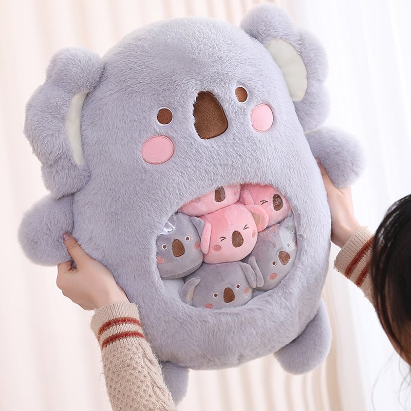 Cuddly Plushie Collection: Koala, Dino, Bunny, and Panda Friends in a Bag!