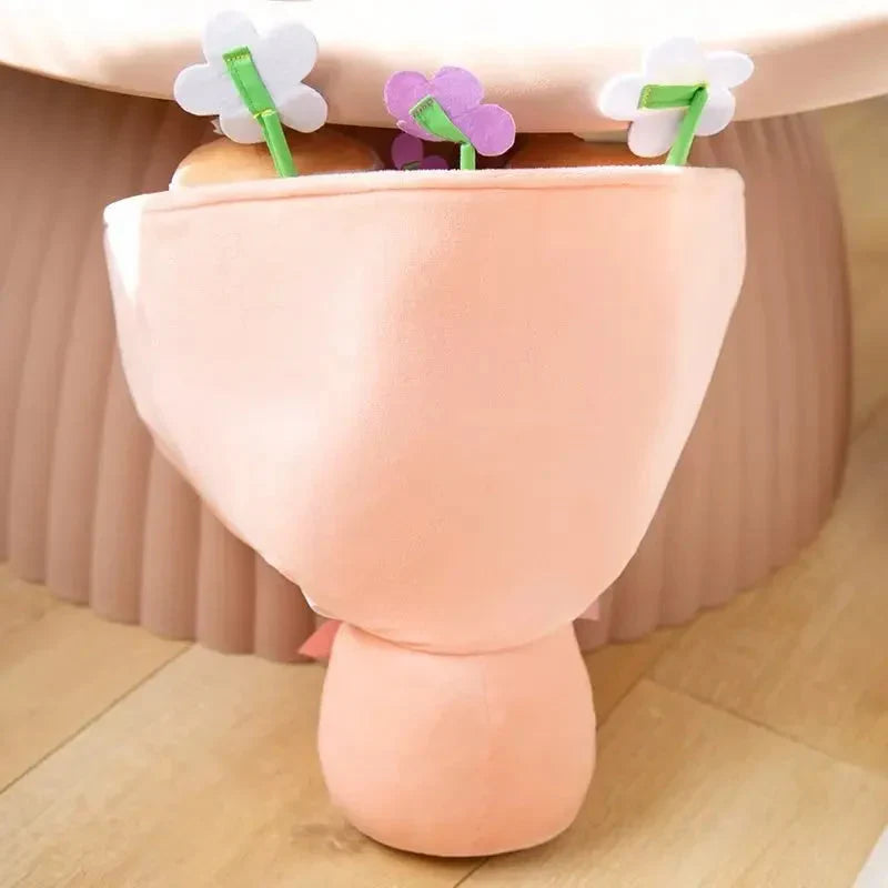 Delightful Boba Bubble Tea Plushie with a Charming Flower Bouquet Design