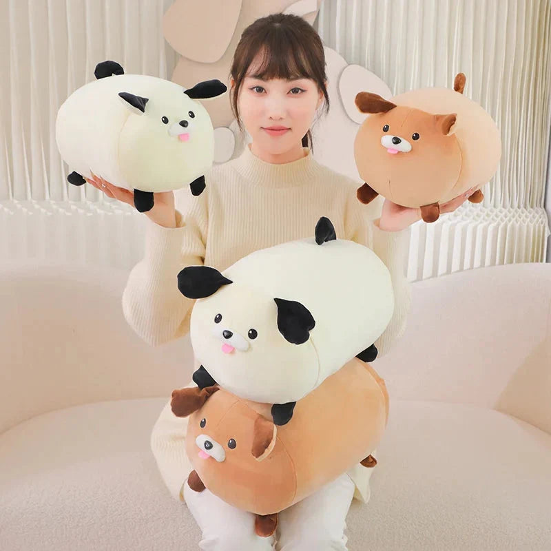 Adorable White and Brown Dog Plush Companions