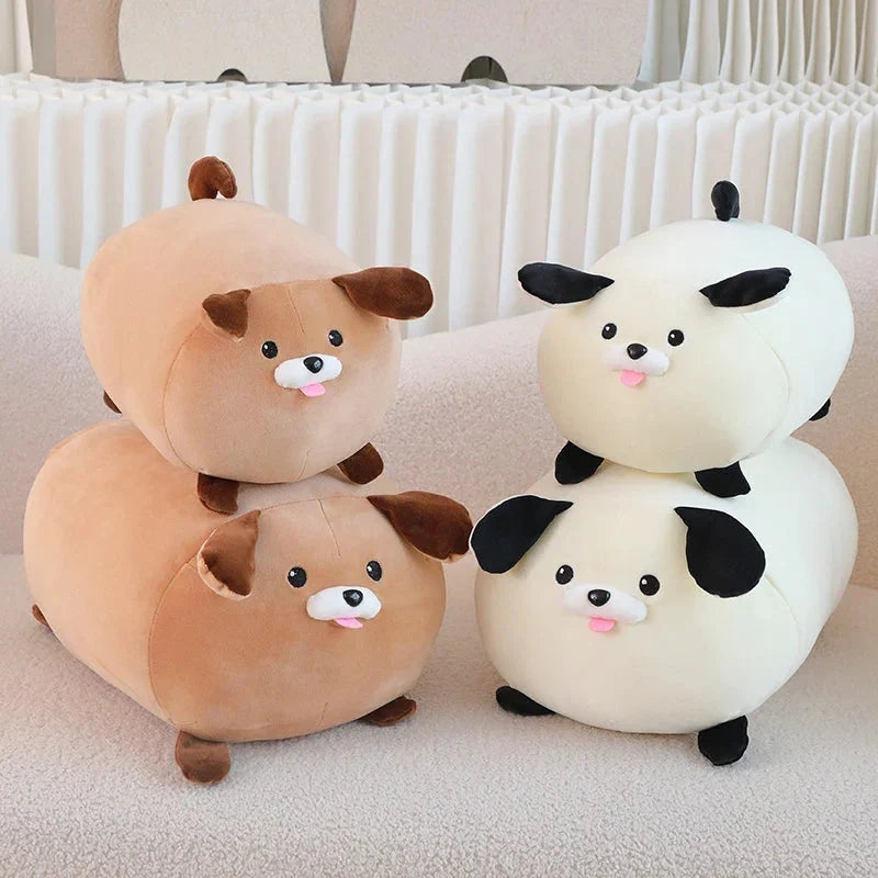 Adorable White and Brown Dog Plush Companions