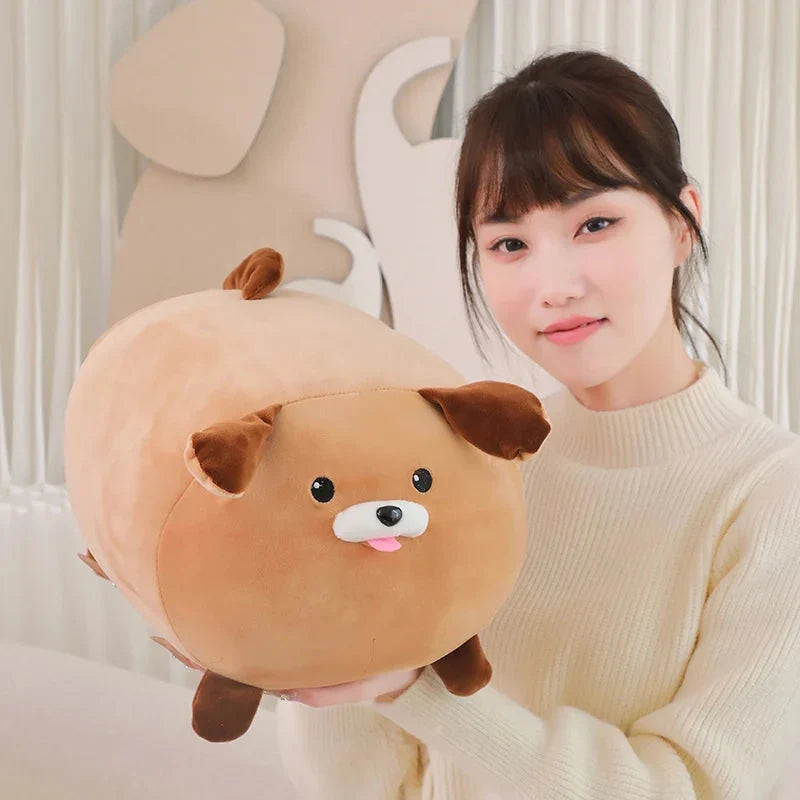 Adorable White and Brown Dog Plush Companions