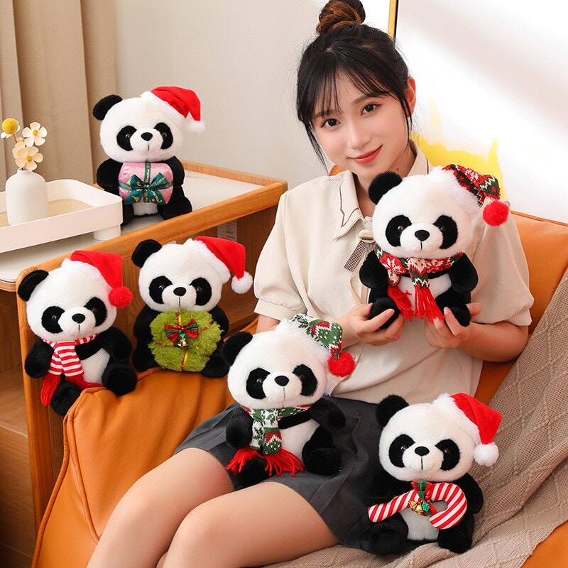Adorable Santa Panda Holiday Plush Toys