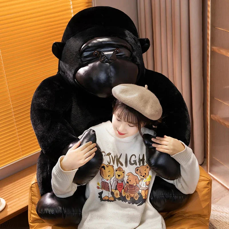 Adorable Chunky Black & Silver Gorilla Ape Plush Toys
