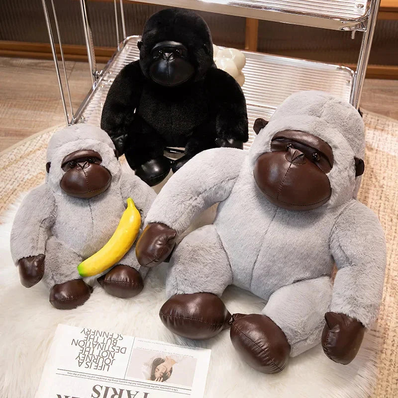 Adorable Chunky Black & Silver Gorilla Ape Plush Toys