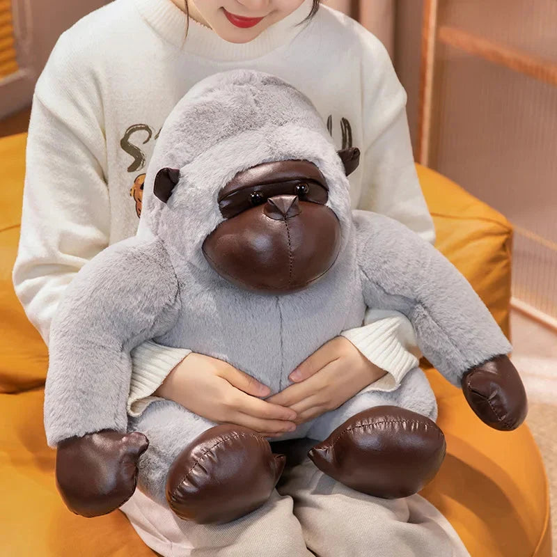 Adorable Chunky Black & Silver Gorilla Ape Plush Toys